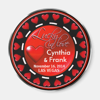 Aimant Vegas Lucky in Love Hearts Casino Chip rouge