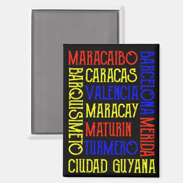 Aimant Venezuela élégant Caracas City Names (Recto/Verso)