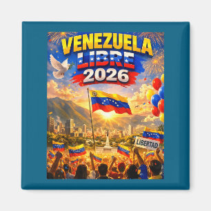 Aimant Venezuela Libre 2026 Drapeau du cœur du Venezuela