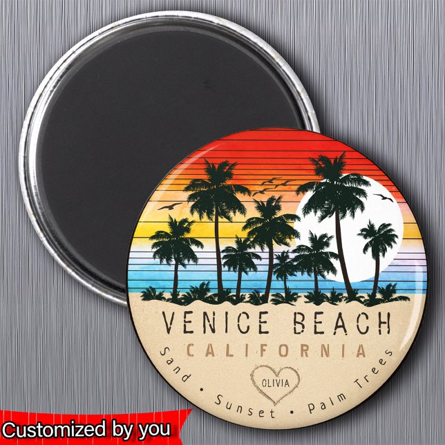 Aimant Venice Beach Californie Rétro Palmiers Souvenir (Créateur téléchargé)