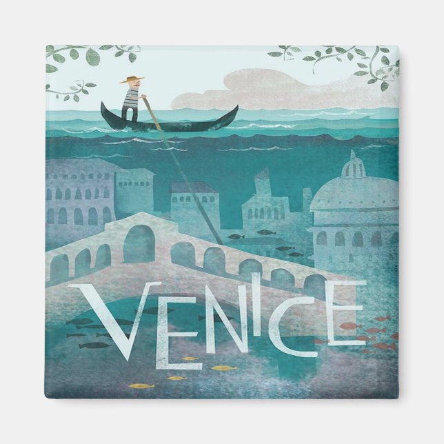 Aimant venice Italie Gondola voyage vacances rétro post  (Devant)