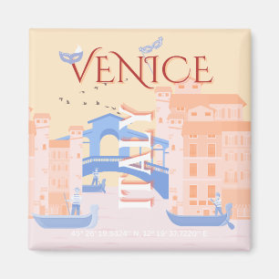 Aimant Venice Travel Art, Italie, Travel Art, Retro