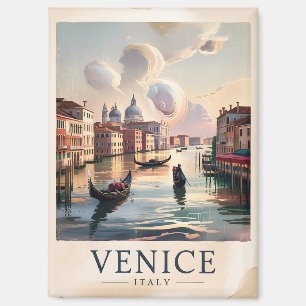 Aimant Venise Italie Gondole Canal Art à l'aquarelle Vint