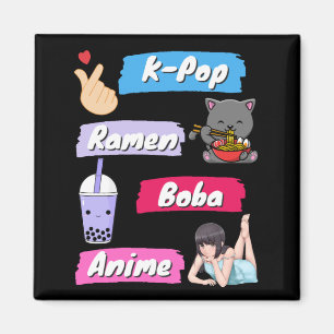 Aimant Ventilateur de culture K-Pop, Ramen, Boba et Anime