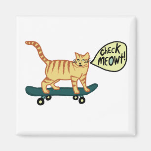 Aimant Vérifiez Meowt ! Chat tigré faisant de la planche