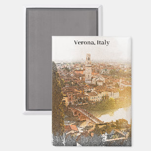 Aimant Vérone Italie Ville Silhouette Aquarelle Peinture