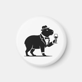 Aimant Verre à vin capybara drôle minimaliste moderne