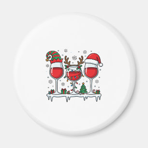 Aimant Verres à vin rouge de Noël Vecteur de vacances