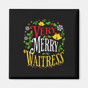 Aimant Verry Merry Witress Christmas Holiday Server Paja