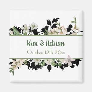 Aimant Vert et blanc floral