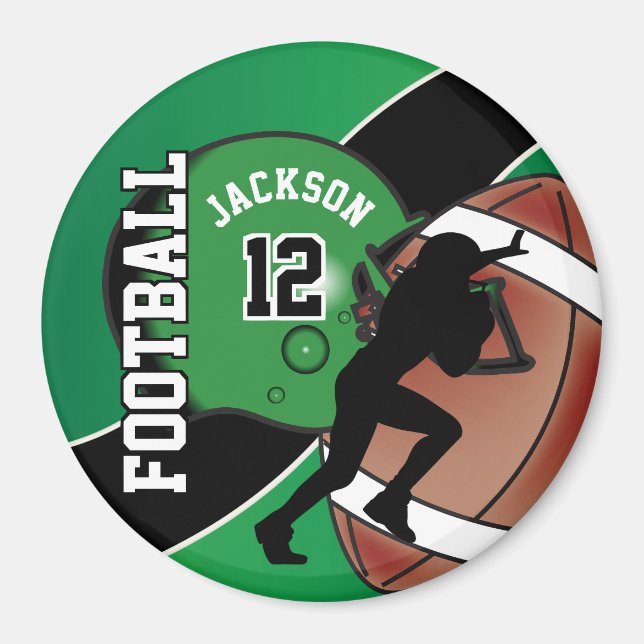 Aimant Vert et noir Personnaliser le football (Devant)