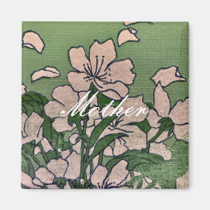 Aimant Vert fleur rose