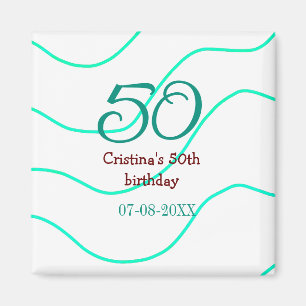 Aimant Vert rouge 50 anniversaire ajouter nom date p