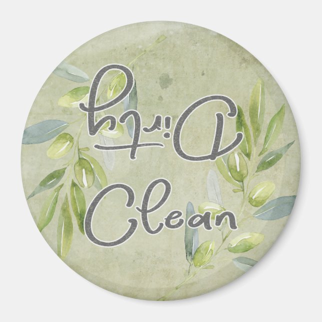 Aimant Vêtements de Branche d'olive Nettoyer Lave-vaissel (Devant)