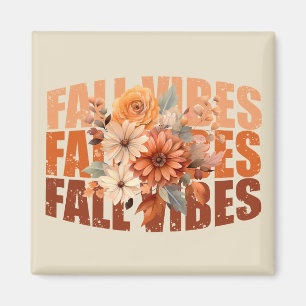 Aimant Vibes d'automne rétro aquarelle fleurs sauvages fe