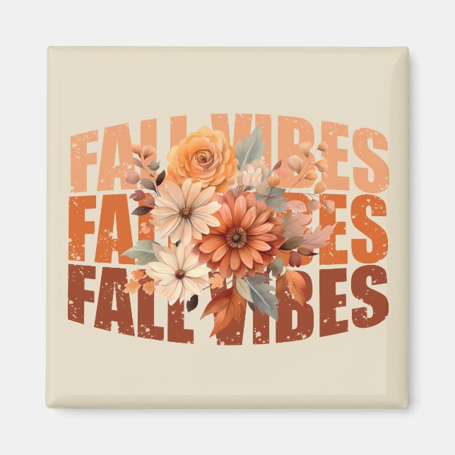 Aimant Vibes d'automne rétro aquarelle fleurs sauvages fe (Devant)