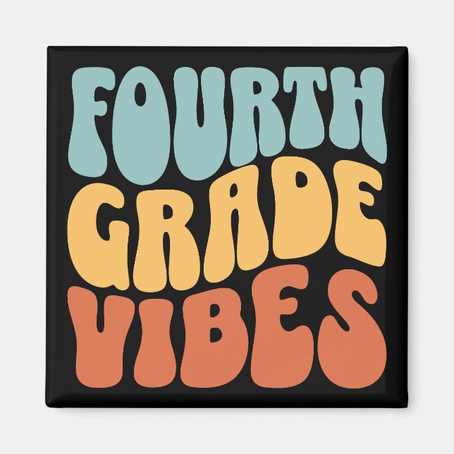 Aimant Vibes de 4e année Enseignant de 4e année (Devant)