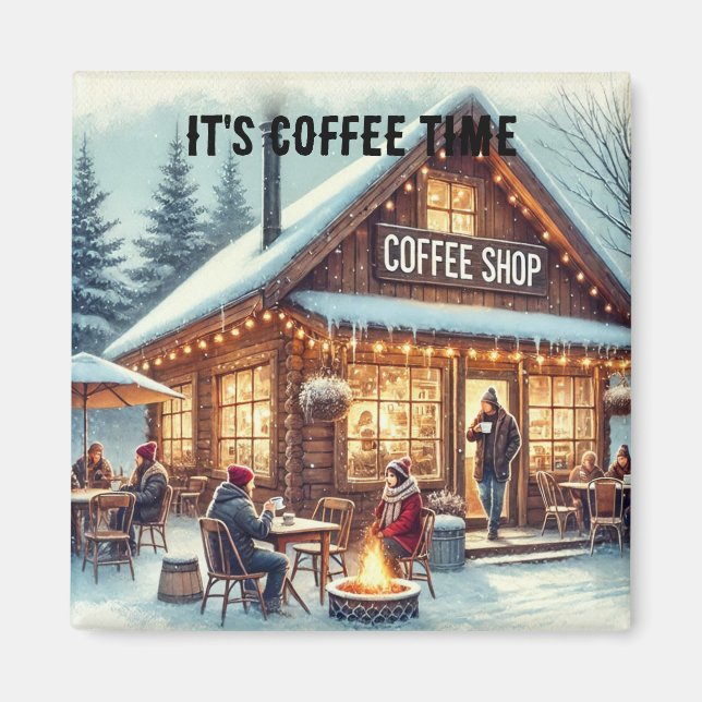 Aimant Vibes de café rétro (Devant)