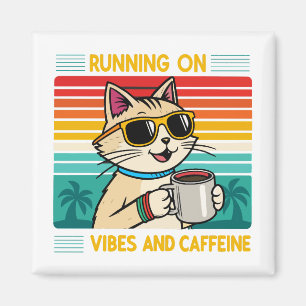 Aimant Vibes de café rétro - Amoureux de caféine amusant