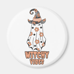 Aimant "Vibes de cuisine" Halloween Witch Ghost Orange