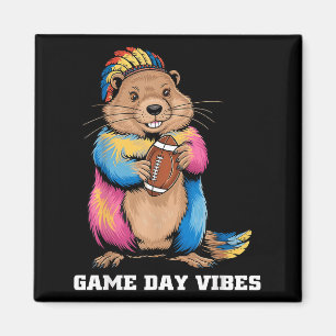 Aimant Vibes de jour de jeu Tribal Groundhog tenant un ba