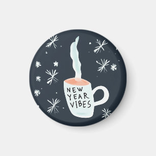 Aimant Vibes de la nouvelle année fumant de la tasse