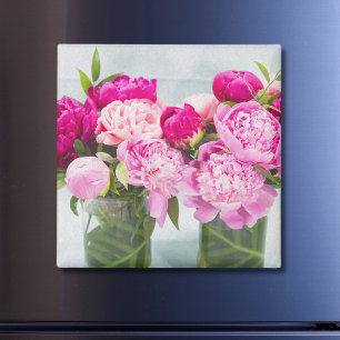 Aimant Vibrant Peonies rose Huile Effet Peint
