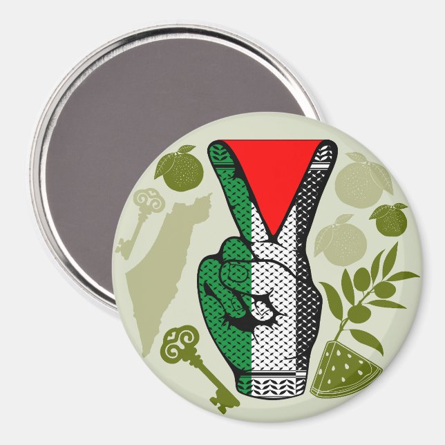 Aimant Victory Sign Hand Resistance Red Triangle Symbol (Recto/Verso)