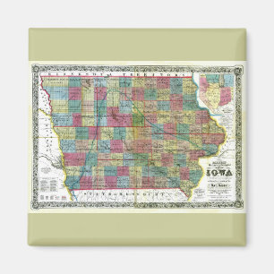 Aimant Vieille carte 1856 de l'Iowa