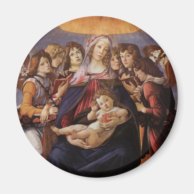 Aimant Vierge et enfant aux anges par Sandro Botticelli (Devant)