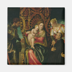 Aimant Vierge et enfant avec un moine bénédictin