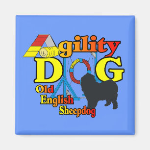 Aimant Vieux anglais Sheepdog Agility Shirts Cadeaux
