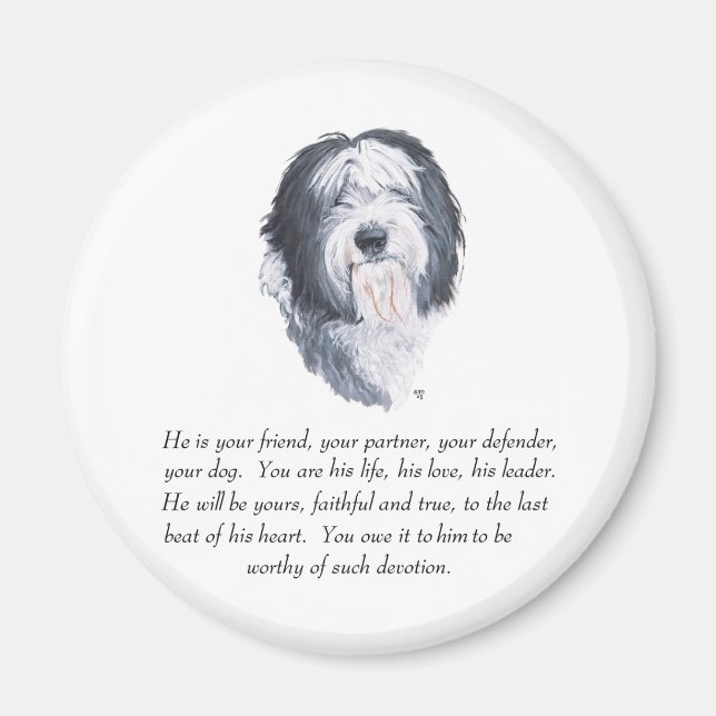 Aimant Vieux anglais Sheepdog Keepsaké - Homme (Devant)