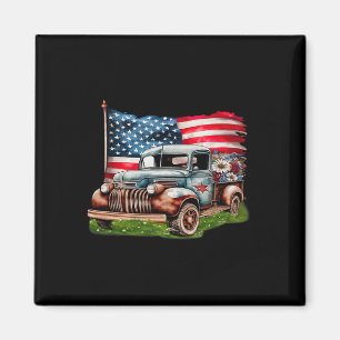 Aimant Vieux camionnette Drapeau américain 4 juillet Patr