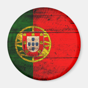 Aimant Vieux drapeau en bois du Portugal
