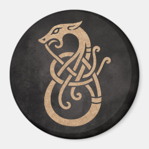 Aimant Viking Dragon Knot - Ancien Norse Symbole sur Noir