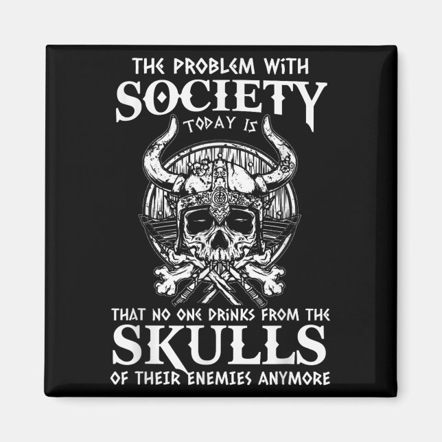 Aimant Viking Nordic Valhalla Odin Funny Problème de soci (Devant)
