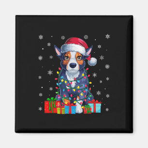 Aimant Vilain Noël éclaire Santa Hat Australian Cattle Ch
