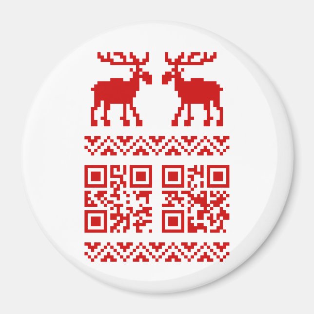 Aimant Vilain Sweater QR Code Bonne année! (Devant)