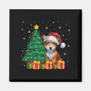 Aimant Vilain Toy Fox Terrier Santa Hat Les lumières de N