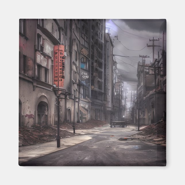 Aimant Ville abandonnée | Monde Dystopique post-apocalypt (Devant)
