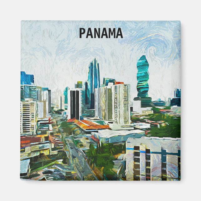 Aimant Ville de Nice Panama City Paint peinture à l'huile (Devant)