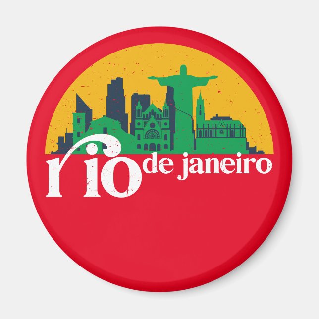 Aimant Ville De Rio De Janeiro Skyline Retro Cityscape Ar (Devant)