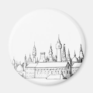 Aimant ville fabuleuse . artwork . noir et blanc