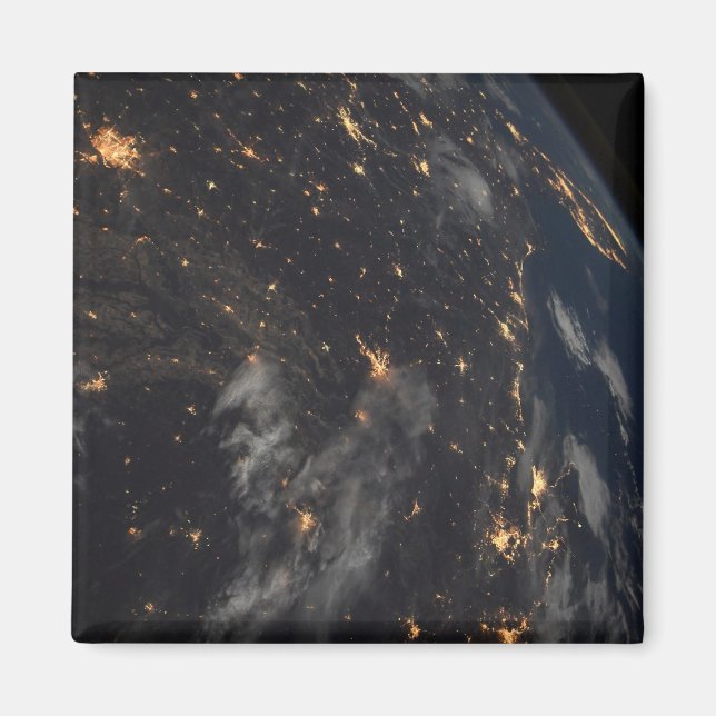 Aimant Ville Lumière La Nuit Sur La Planète Terre (Devant)