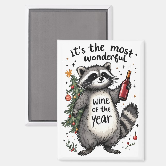 Aimant Vin de l'année le plus merveilleux Raccoon (Recto/Verso)