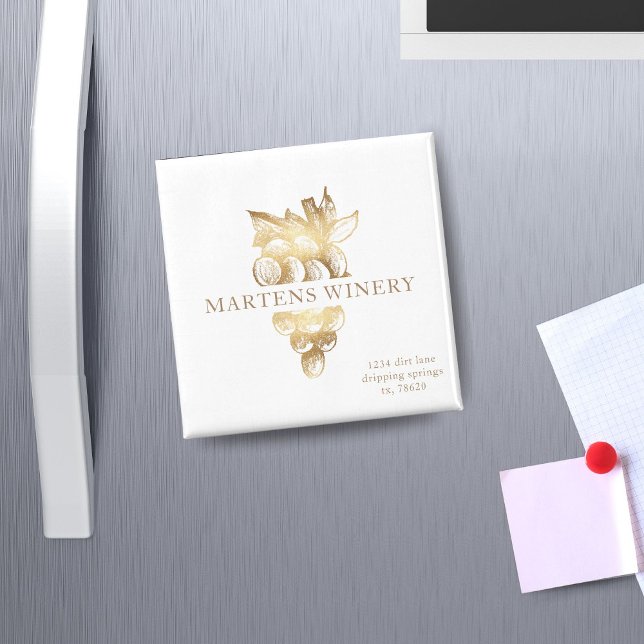 Aimant vin entreprise vinerie or raisins (Créateur téléchargé)