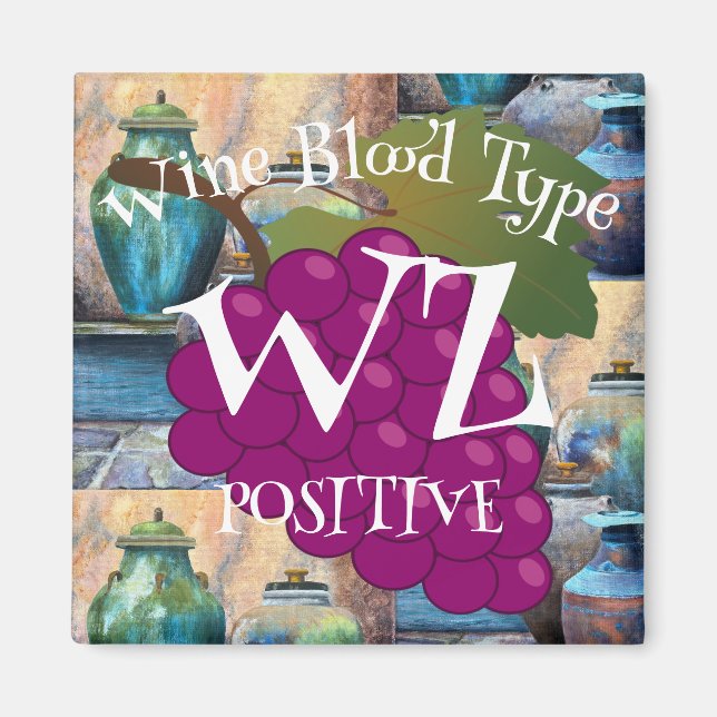 Aimant Vin Groupe Sanguin Blanc Zinfandel Positif o ab b  (Devant)