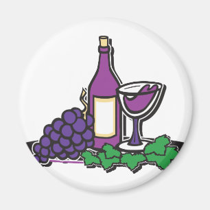 Aimant Vin rouge et raisins pourpres
