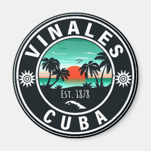 Aimant Vinales Cuba Island Retro Sunset Souvenirs 60s